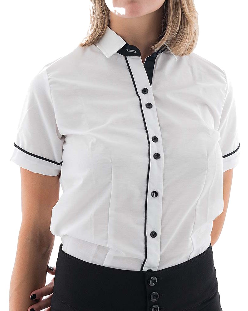 Camisa Blanca con Negro Manga Corta